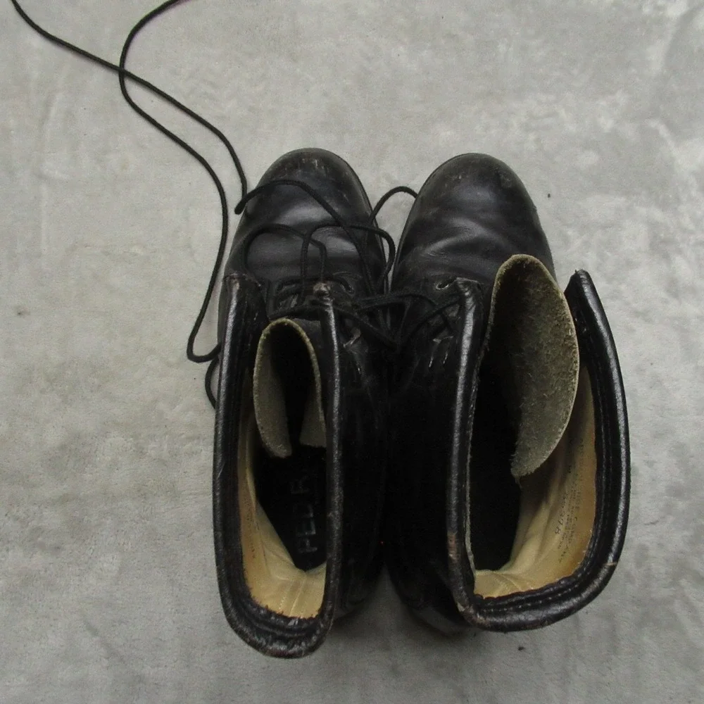 Addison Shoe Company Men 8.5W Combat Boots‎ Blk Leather Lace Up Rugged VTG 1980